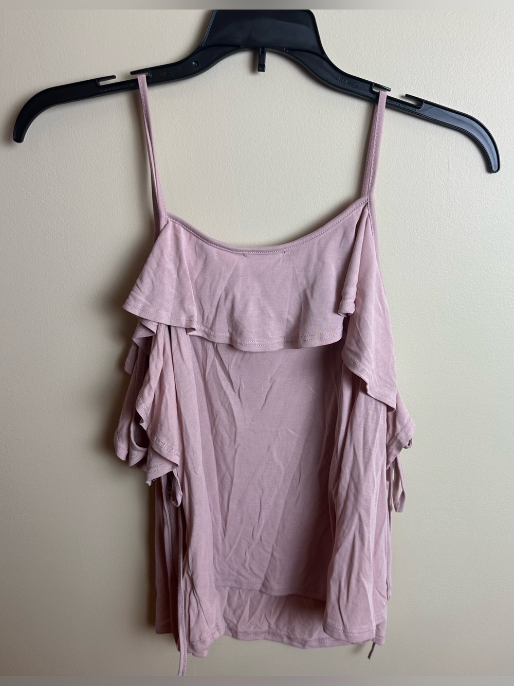 Pink Ruffle Cold Shoulder Tank - Picture 4 of 4